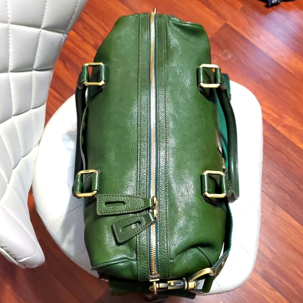 MCM Olive Green Leather Travel Bag - Picture 7 of 17